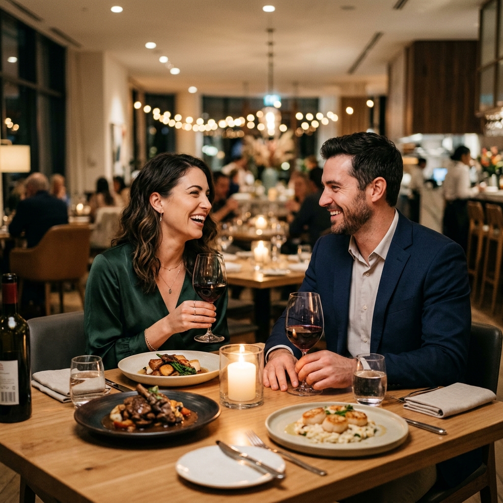 Couple enjoying dinner at a restaurant