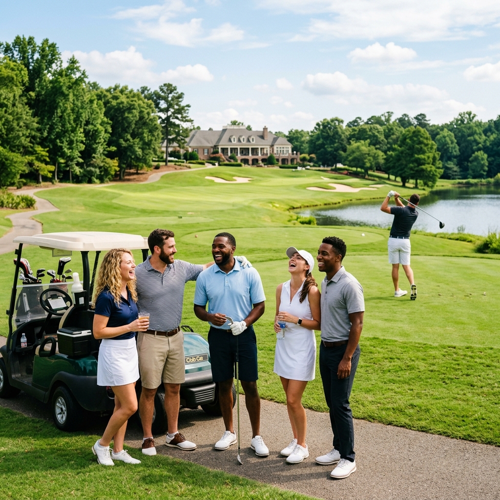 Friends enjoying a round of golf