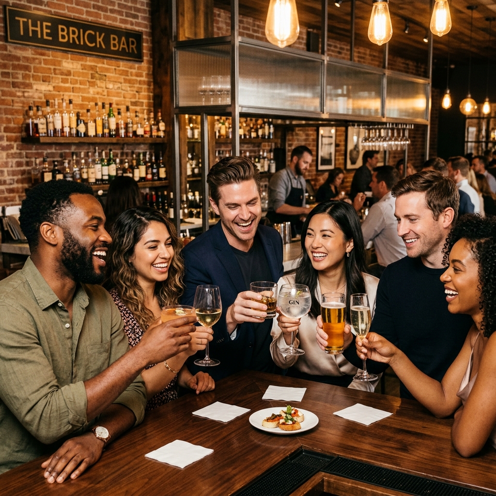 Friends celebrating at a restaurant