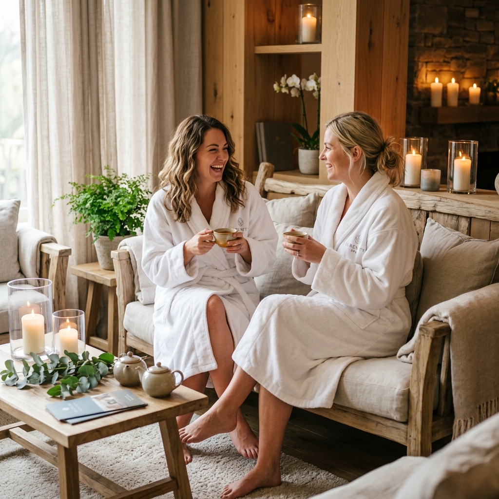 Friends relaxing at a luxury spa