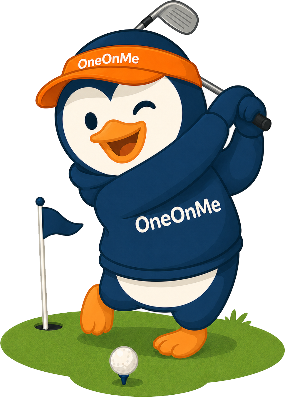 OneOnMe penguin on the golf course